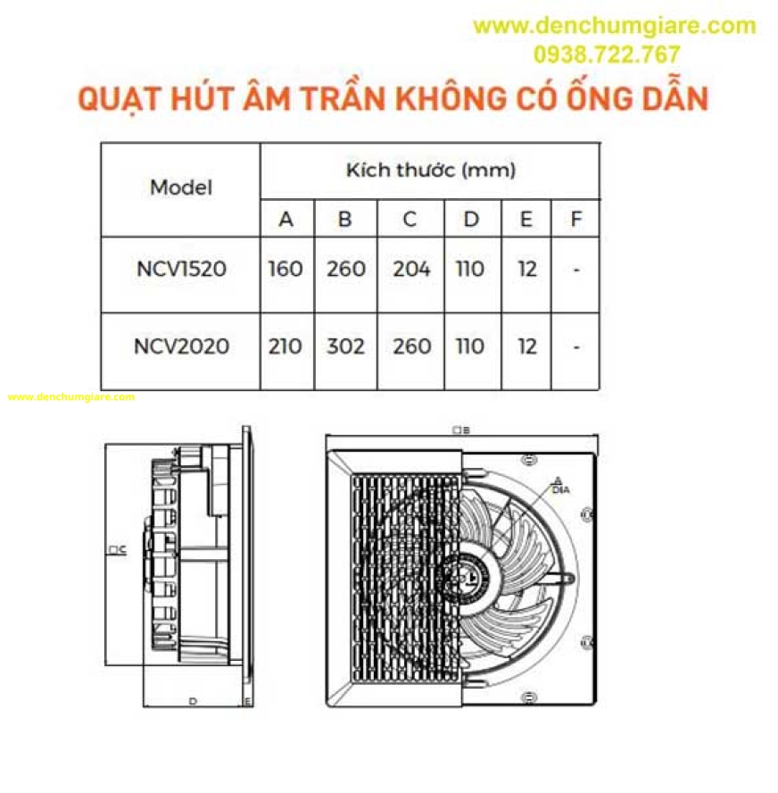 Quạt hút âm trần Nanoco NCV1520